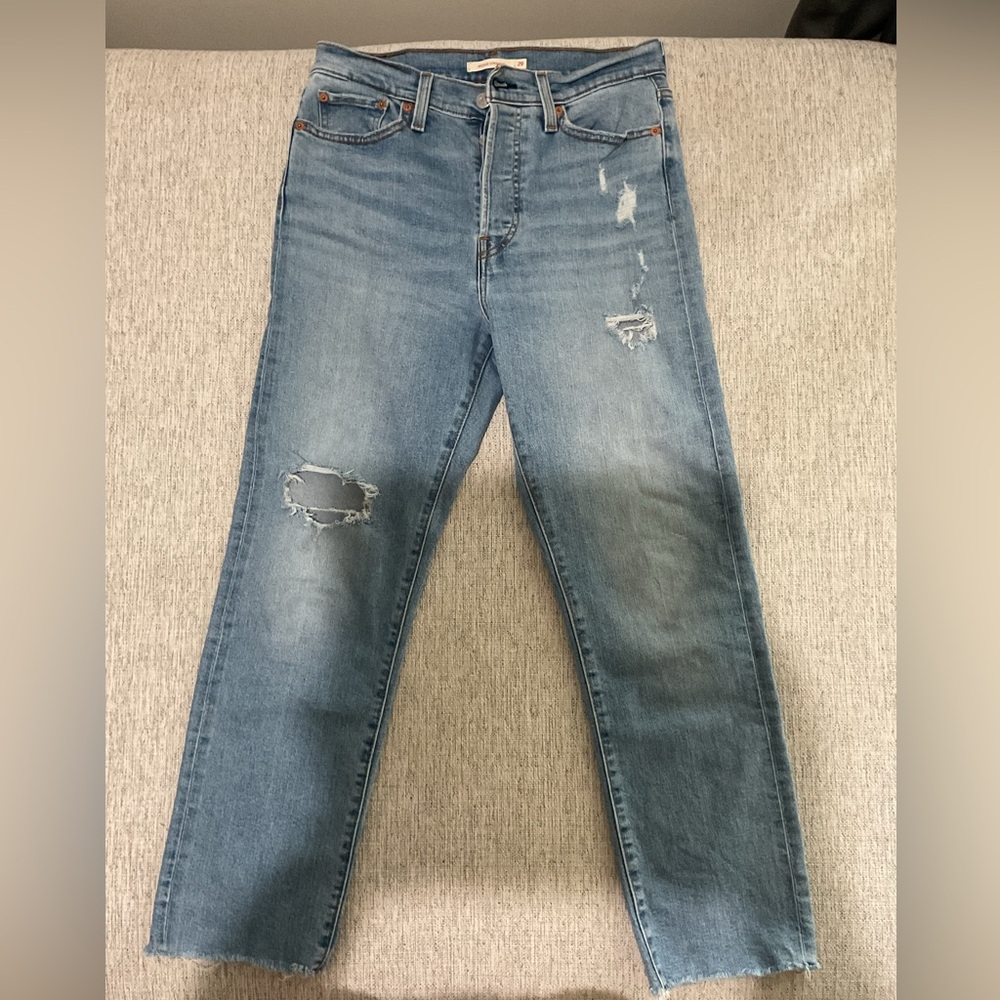 Levi's Women's Distressed Straight Leg Jeans - Blue